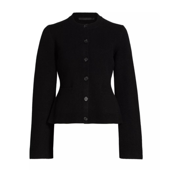 Jenni Kayne Cooper Wool Cashmere Crewneck Button Knit Cardigan Sweater Black - Picture 11 of 14